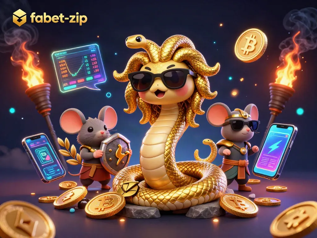 Engage in vibrant gambling action with fabet-zip's dynamic casino scene featuring Medusa and a warrior mouse.