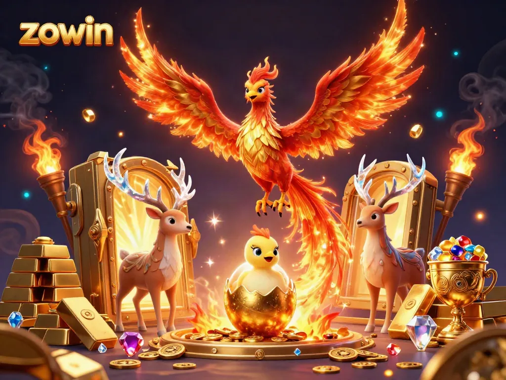 Experience thrilling wins at ZOWIN, with vibrant casino elements and dynamic characters in action.