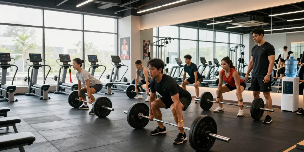 Fitness Training mit Deus Medical Produkten in modernem Fitnessstudio